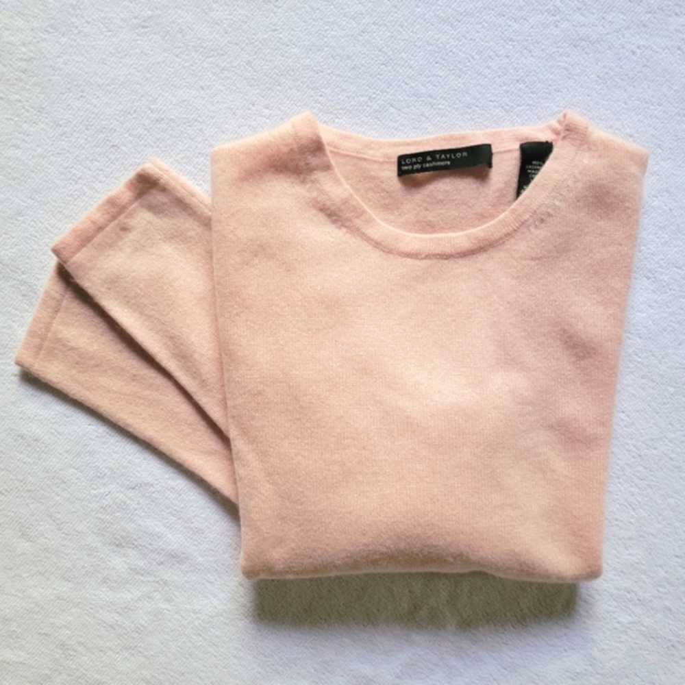 Lt Pink L/S Cashmere Crew Neck